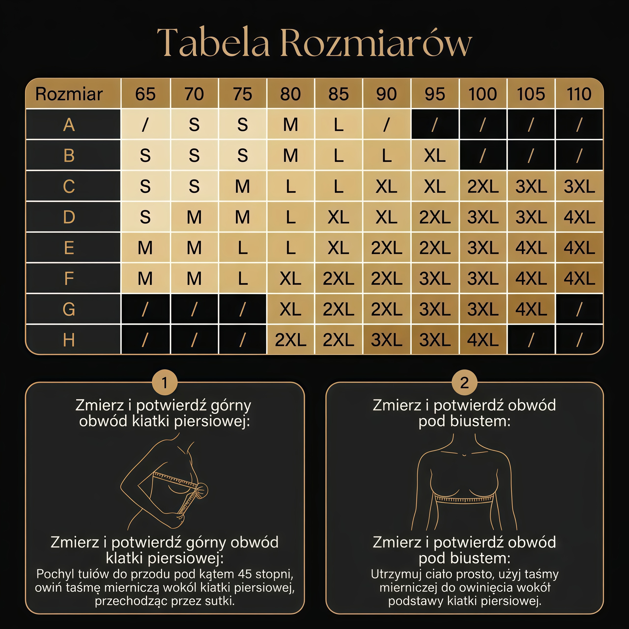 Tabela rozmiarów BackLift